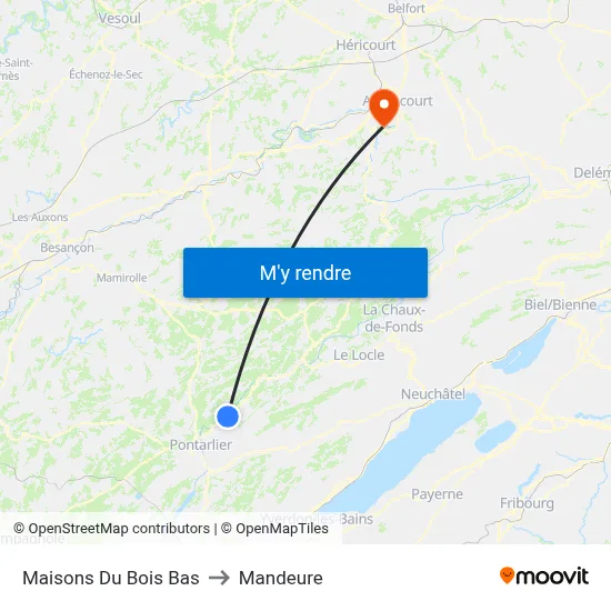 Maisons Du Bois Bas to Mandeure map