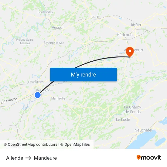 Allende to Mandeure map