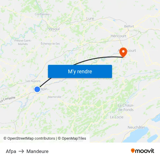 Afpa to Mandeure map