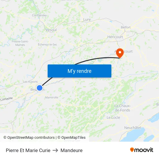 Pierre Et Marie Curie to Mandeure map