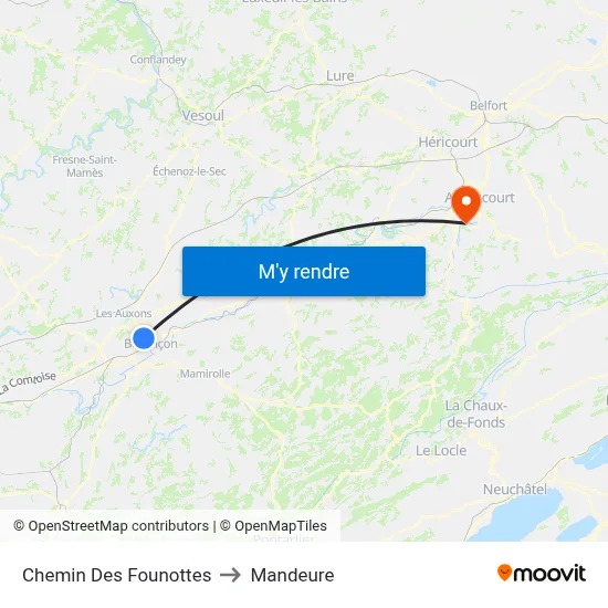 Chemin Des Founottes to Mandeure map