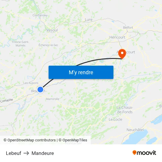 Lebeuf to Mandeure map