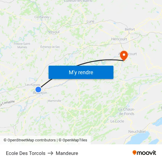Ecole Des Torcols to Mandeure map