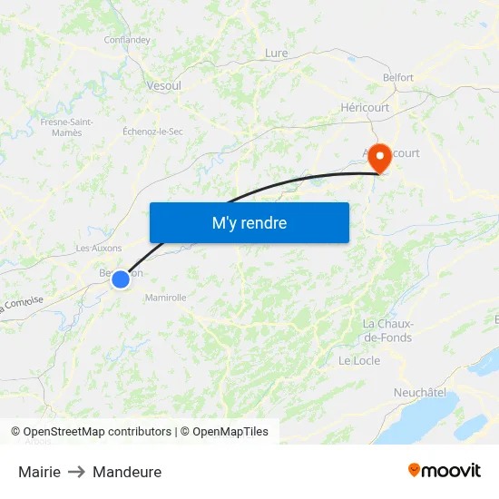 Mairie to Mandeure map