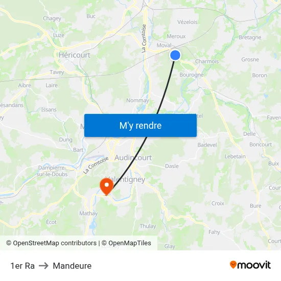 1er Ra to Mandeure map