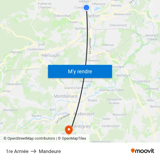 1re Armée to Mandeure map