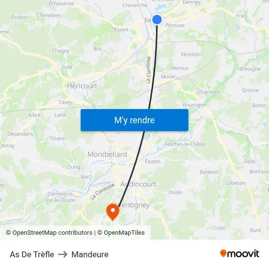 As De Trèfle to Mandeure map