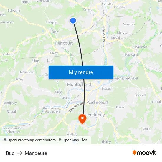 Buc to Mandeure map