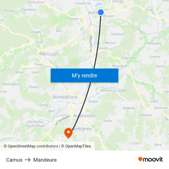 Camus to Mandeure map