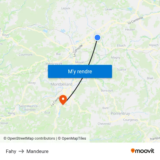 Fahy to Mandeure map