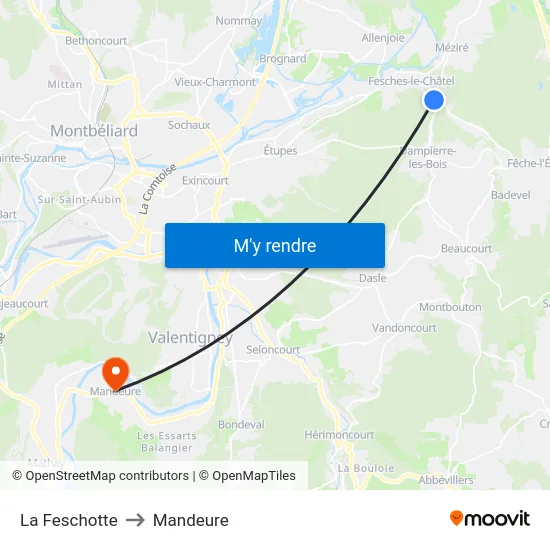 La Feschotte to Mandeure map