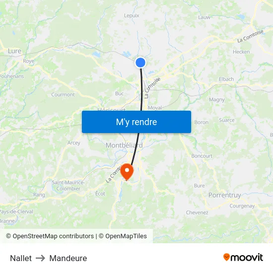 Nallet to Mandeure map