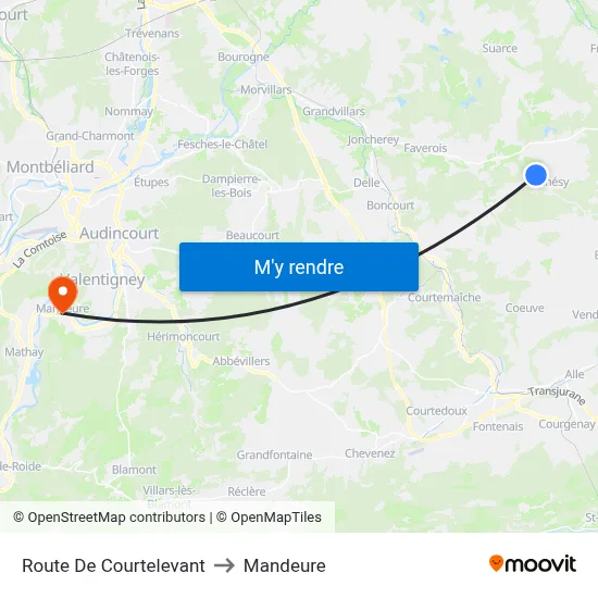 Route De Courtelevant to Mandeure map