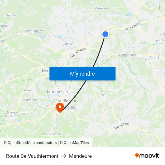 Route De Vauthiermont to Mandeure map