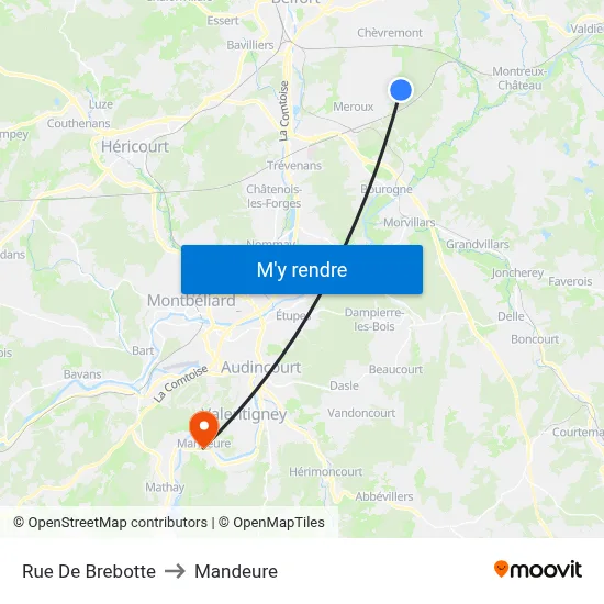 Rue De Brebotte to Mandeure map