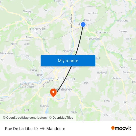 Rue De La Liberté to Mandeure map