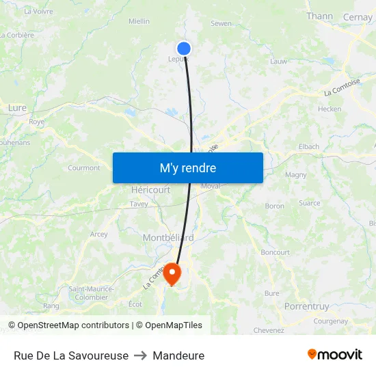 Rue De La Savoureuse to Mandeure map
