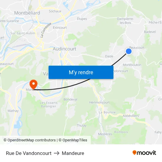 Rue De Vandoncourt to Mandeure map