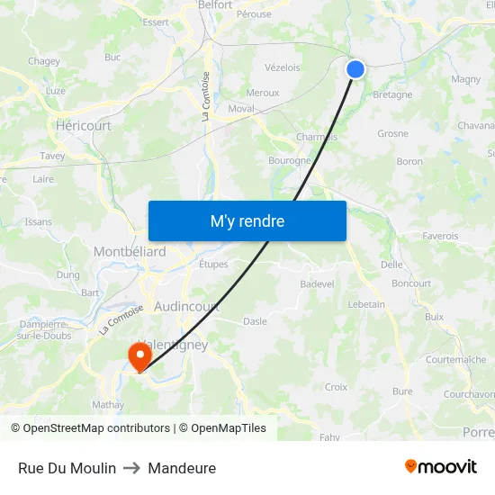 Rue Du Moulin to Mandeure map