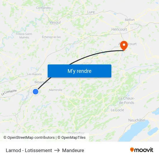 Larnod - Lotissement to Mandeure map
