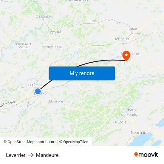 Leverrier to Mandeure map