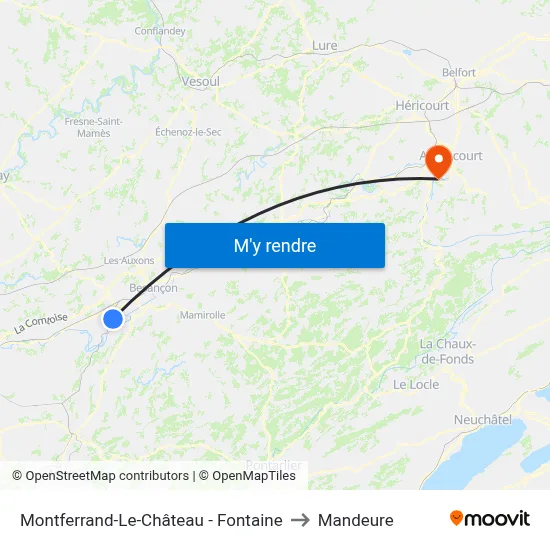 Montferrand-Le-Château - Fontaine to Mandeure map
