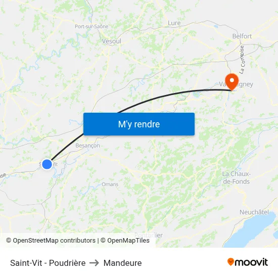Saint-Vit - Poudrière to Mandeure map