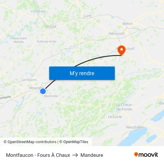 Montfaucon - Fours À Chaux to Mandeure map