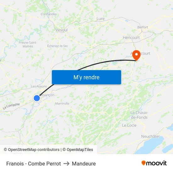 Franois - Combe Perrot to Mandeure map