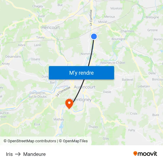 Iris to Mandeure map