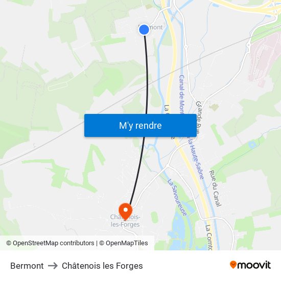 Bermont to Châtenois les Forges map