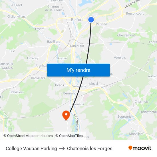 Collège Vauban Parking to Châtenois les Forges map