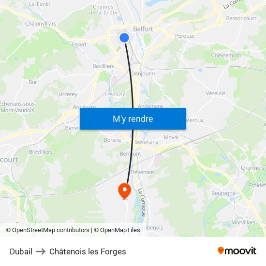 Dubail to Châtenois les Forges map