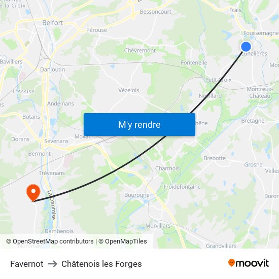 Favernot to Châtenois les Forges map