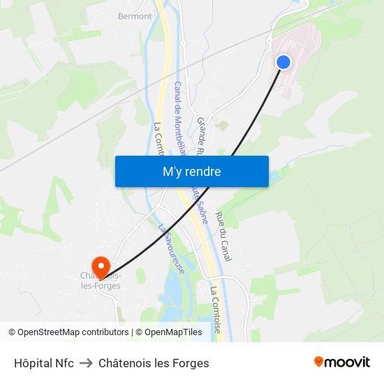 Hôpital Nfc to Châtenois les Forges map