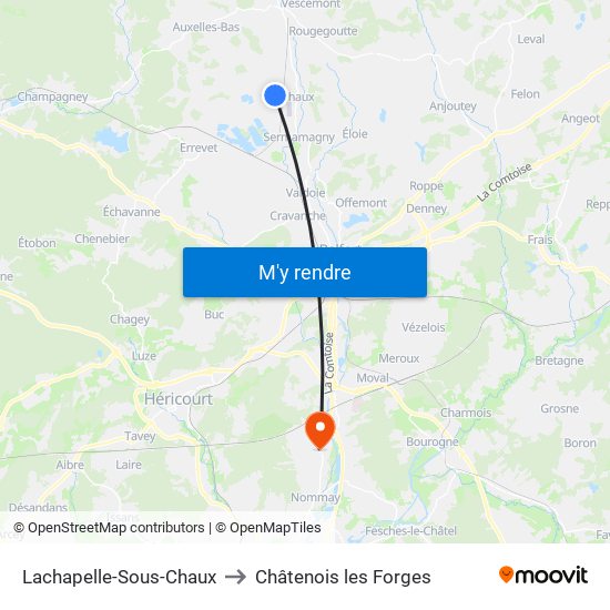 Lachapelle-Sous-Chaux to Châtenois les Forges map