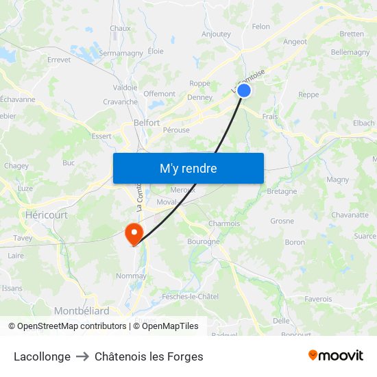 Lacollonge to Châtenois les Forges map