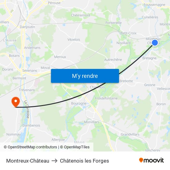 Montreux-Château to Châtenois les Forges map