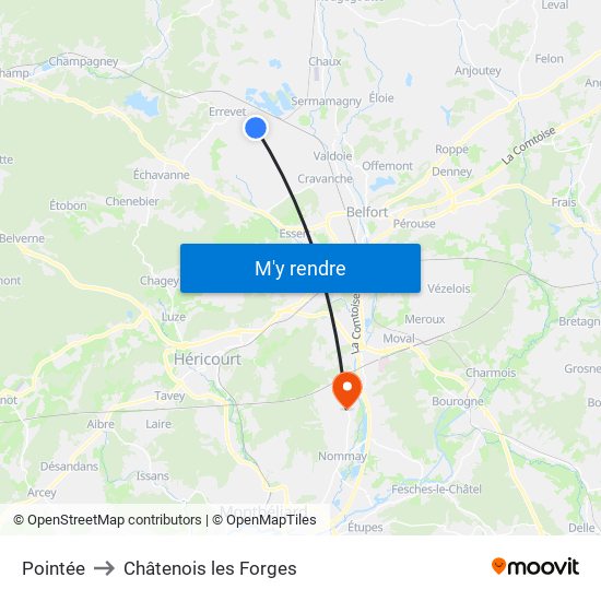 Pointée to Châtenois les Forges map