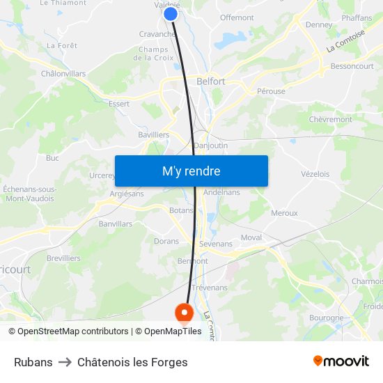 Rubans to Châtenois les Forges map
