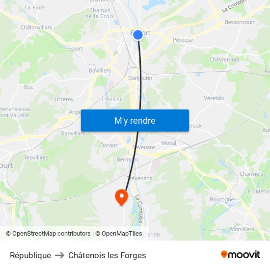 République to Châtenois les Forges map
