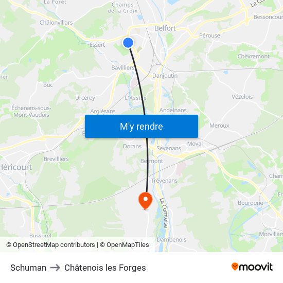 Schuman to Châtenois les Forges map