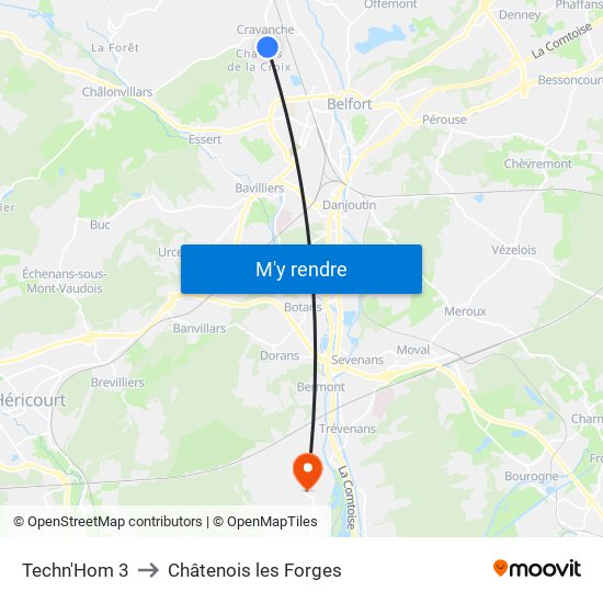 Techn'Hom 3 to Châtenois les Forges map