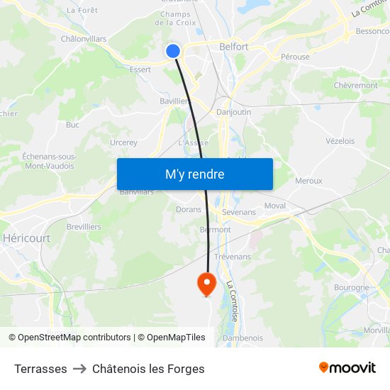 Terrasses to Châtenois les Forges map