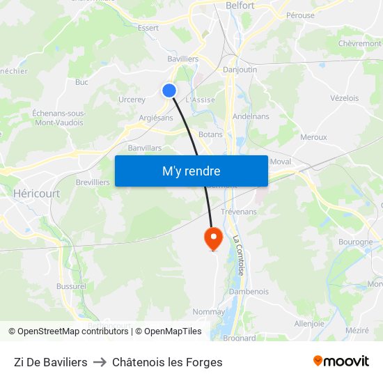Zi De Baviliers to Châtenois les Forges map
