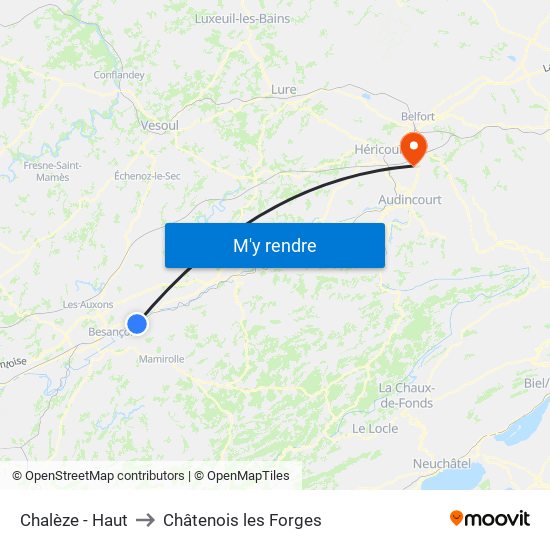 Chalèze - Haut to Châtenois les Forges map