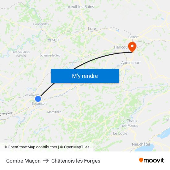 Combe Maçon to Châtenois les Forges map