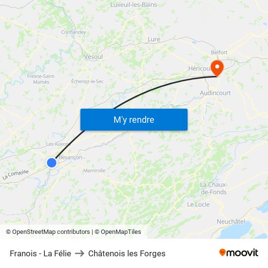 Franois - La Félie to Châtenois les Forges map