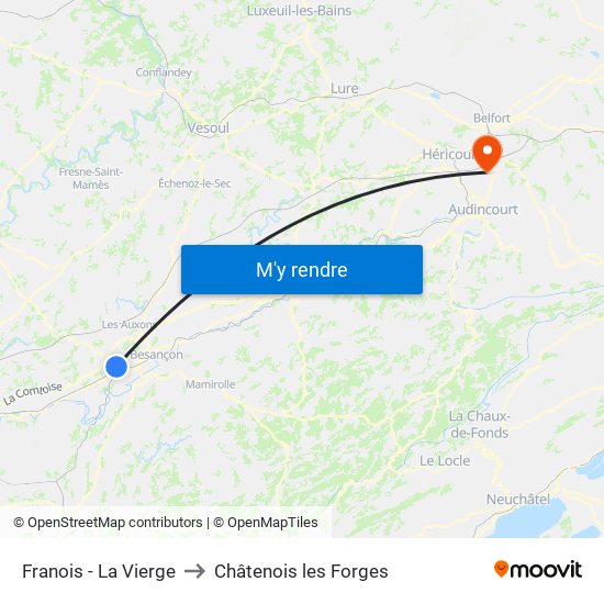 Franois - La Vierge to Châtenois les Forges map