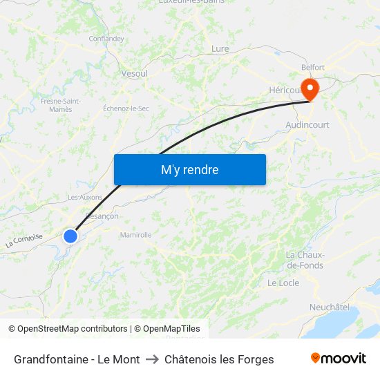 Grandfontaine - Le Mont to Châtenois les Forges map